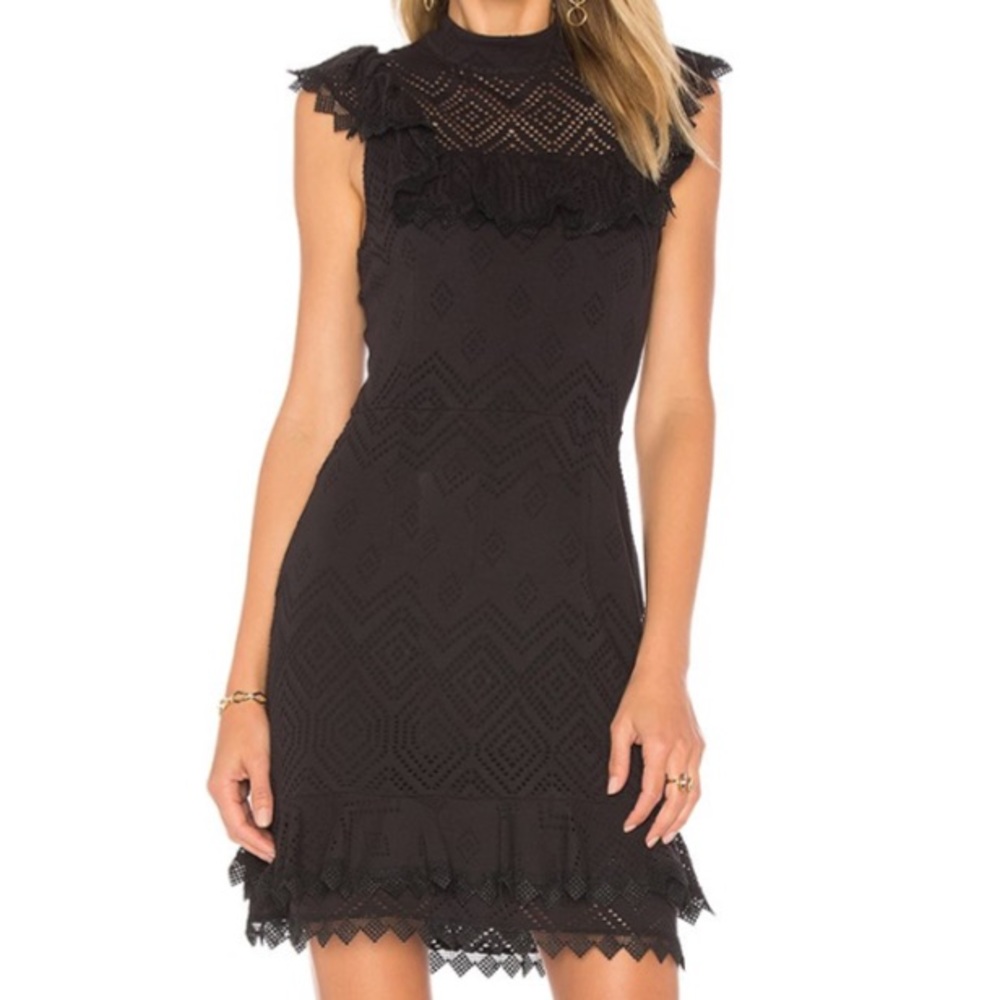 ella moss black ruffle dress